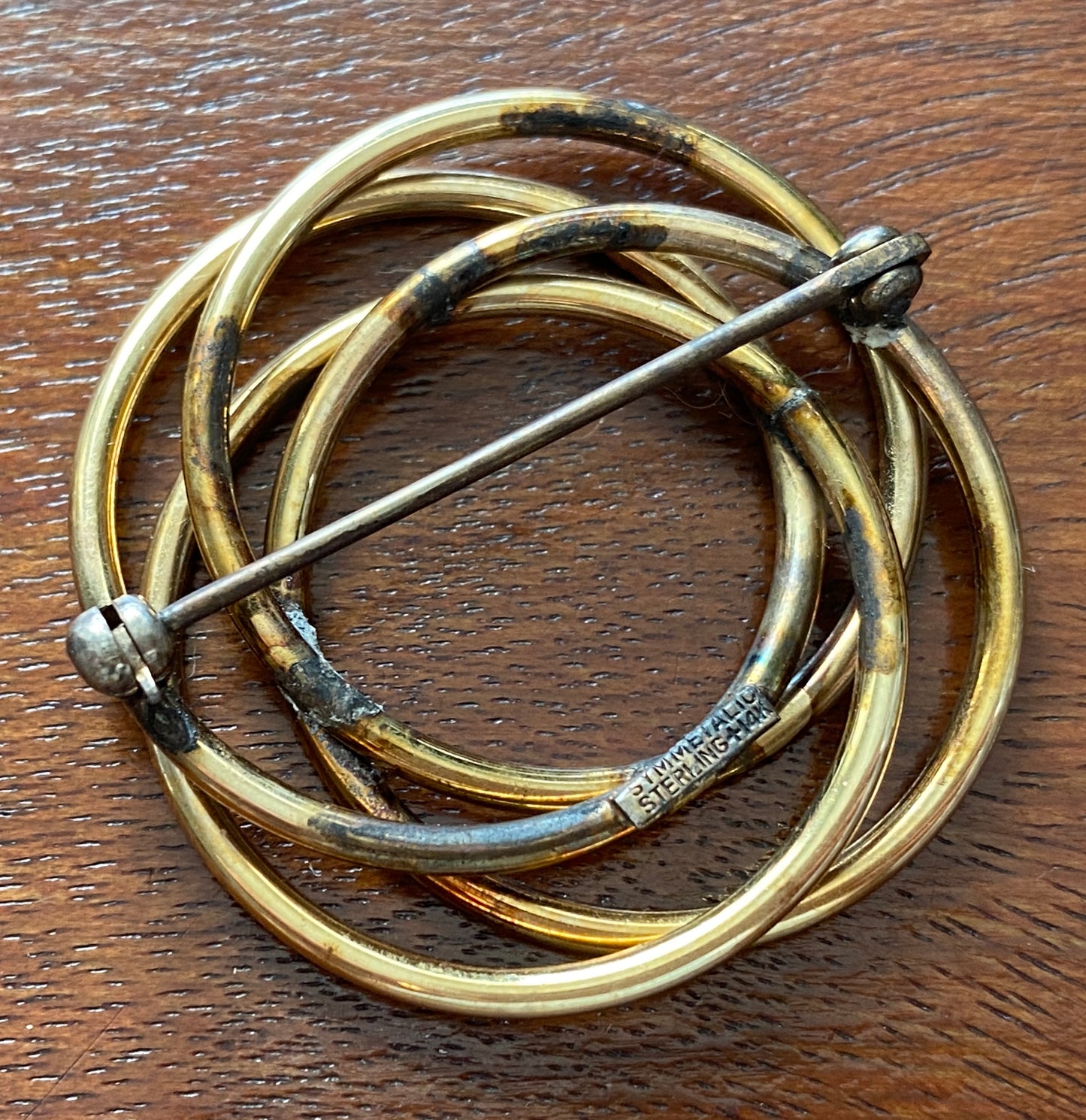 Vintage Symmetalic Sterling Silver 925 14k GF Wreath Brooch Pin