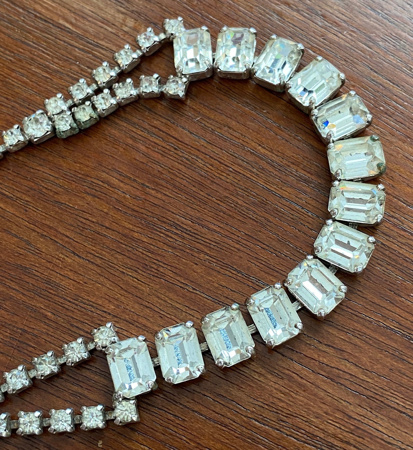 Vintage Silvertone Rhinestone Choker Necklace