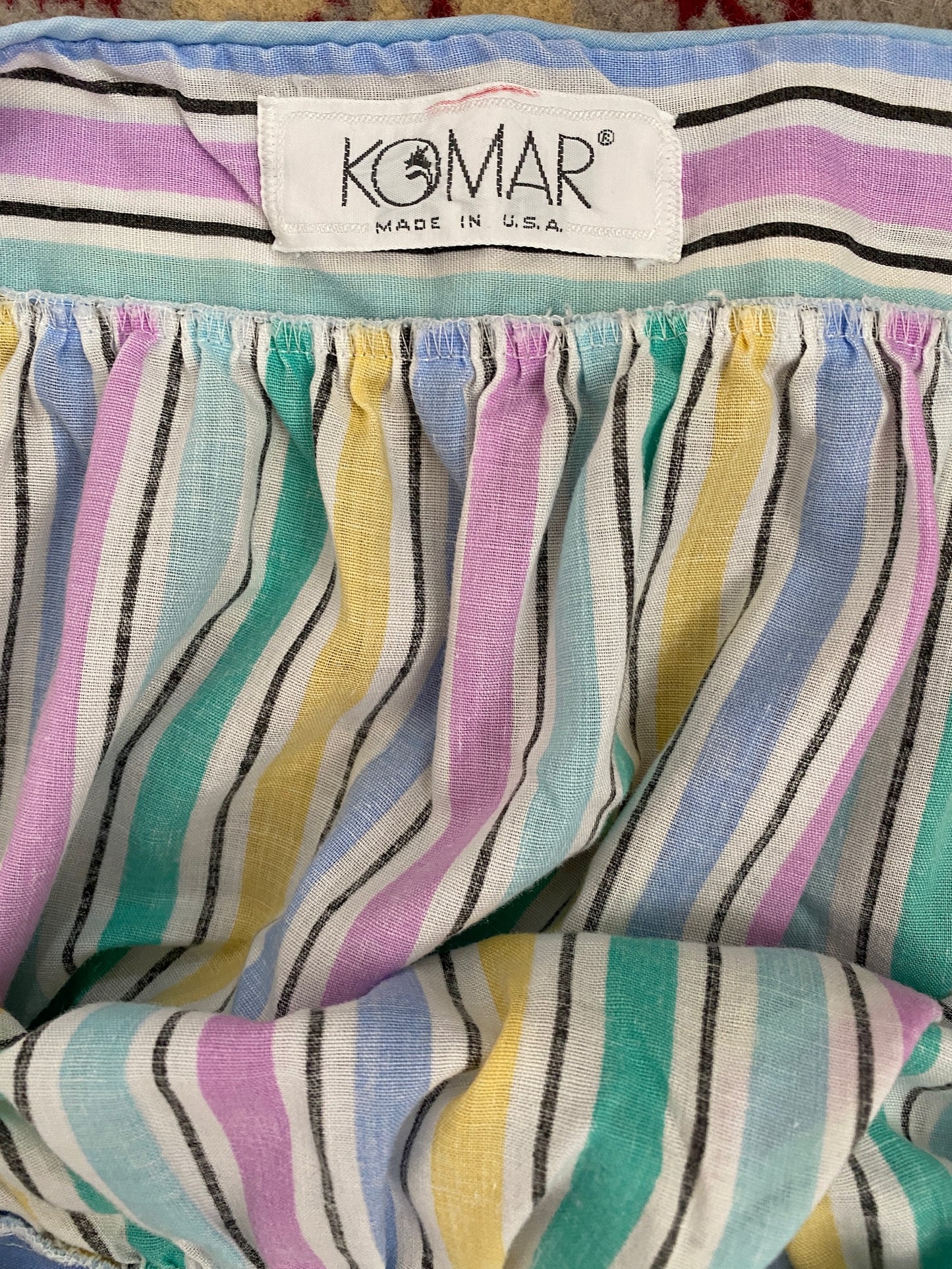 Vintage Komar 70's House Casual Dress Muumuu Pastel Stripes Sz L