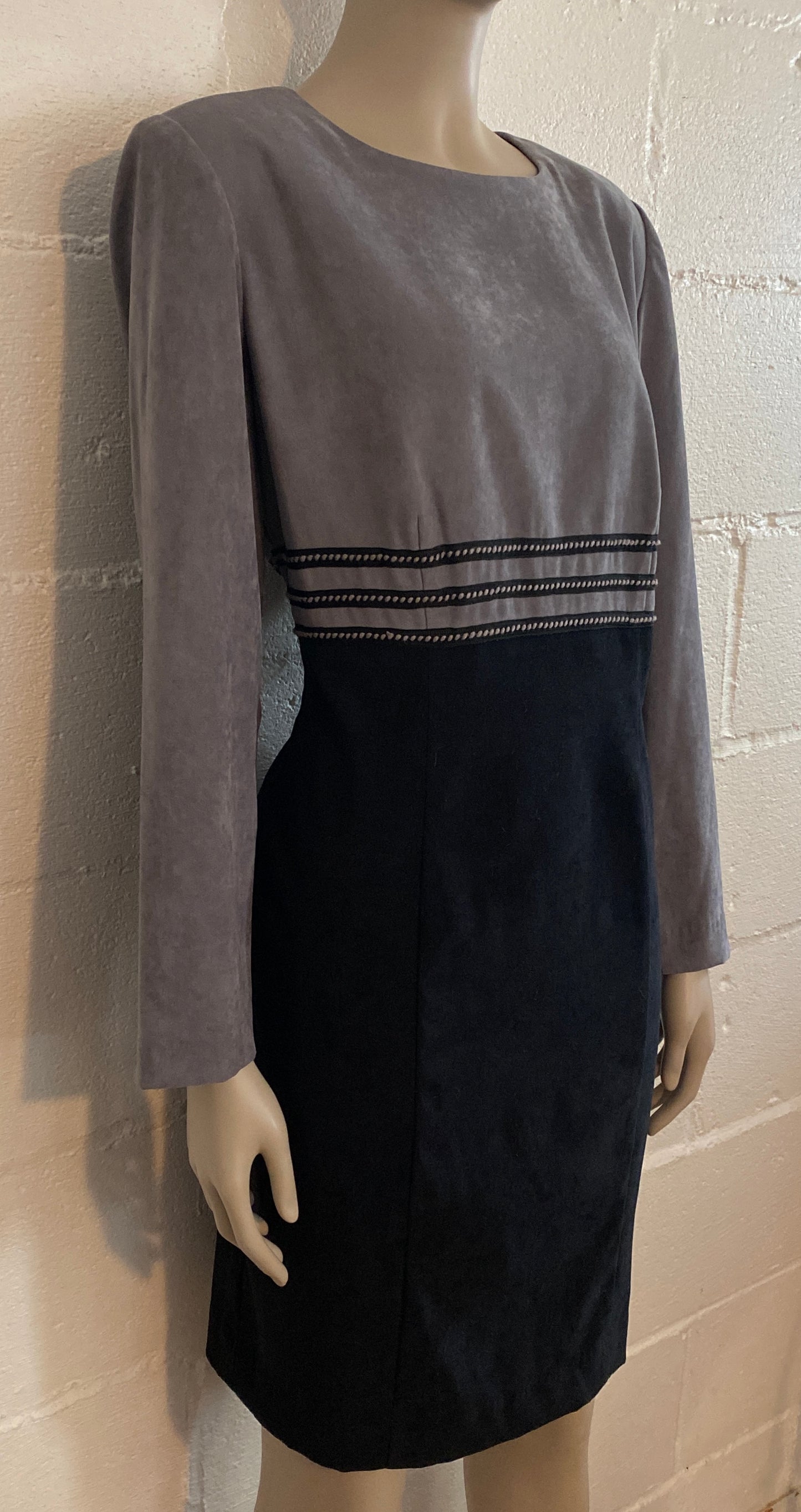 Vintage 90's Faux Suede Color Block Dress Sz 12