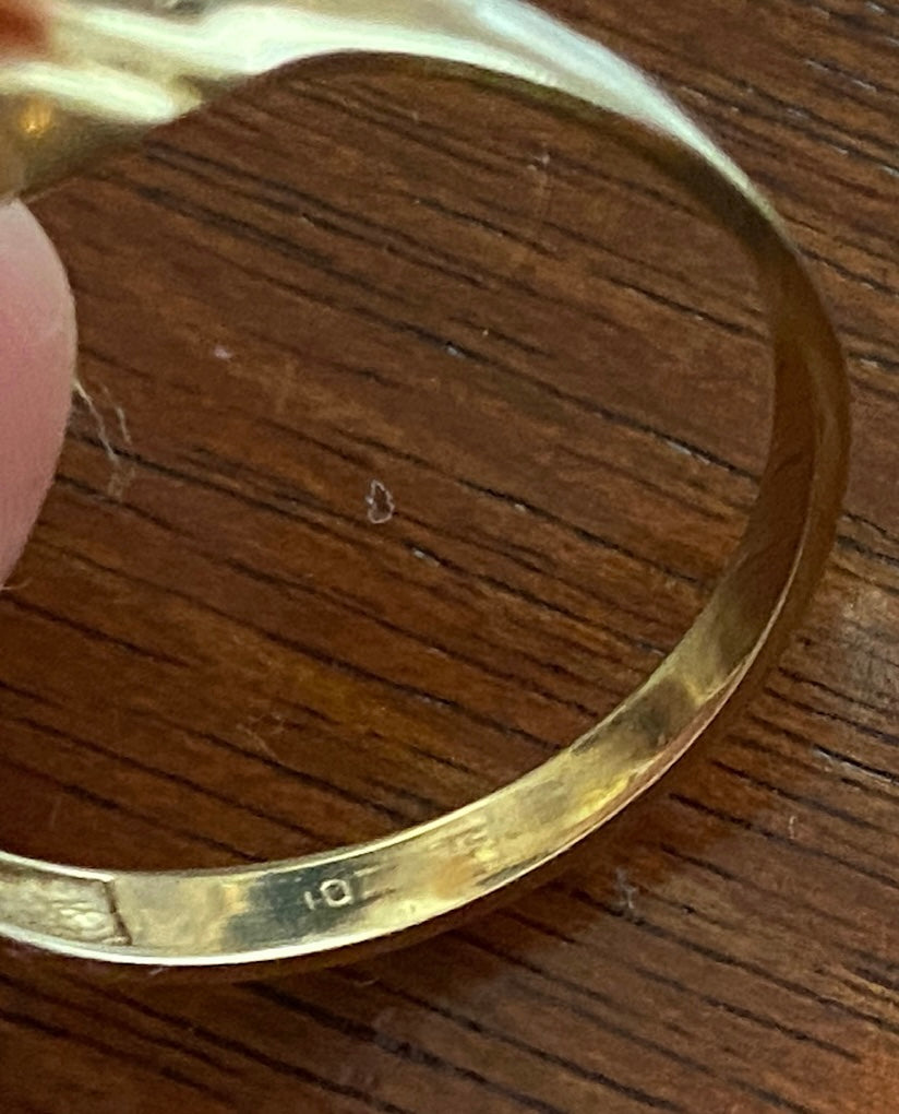 10k Yellow Gold Oval Blue Aquamarine Ring Sz 8
