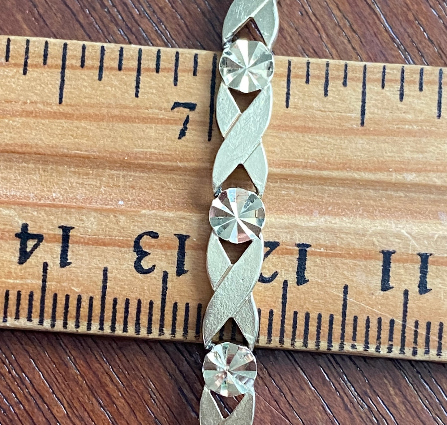 14k Yellow Gold Textured X Design Bracelet Signed RCI