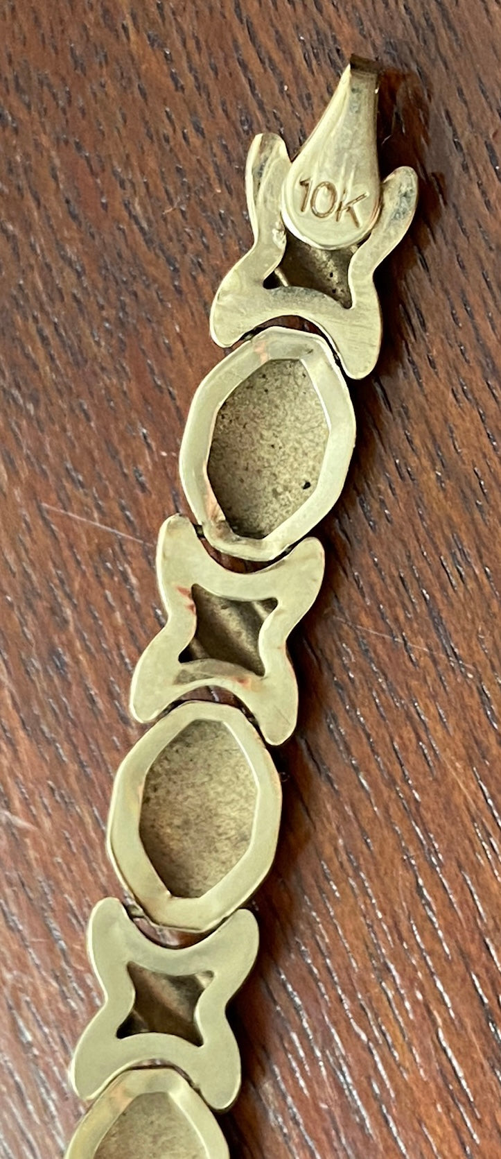 10k Yellow Gold Two Tone XO Tennis Bracelet Signed OR