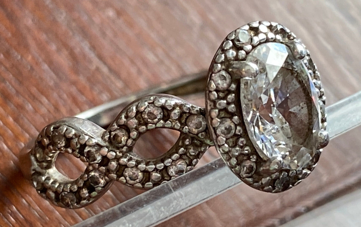 Sterling Silver 925 1.25ct Cubic Zirconia Ring Sz 6.25 Open Design