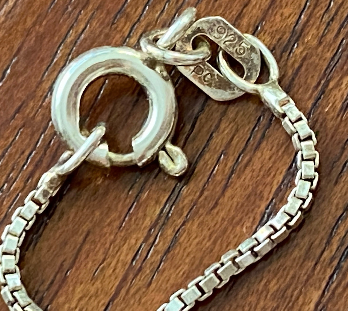 Sterling Silver Box Chain w AB Aurora Borealis Pendant Necklace