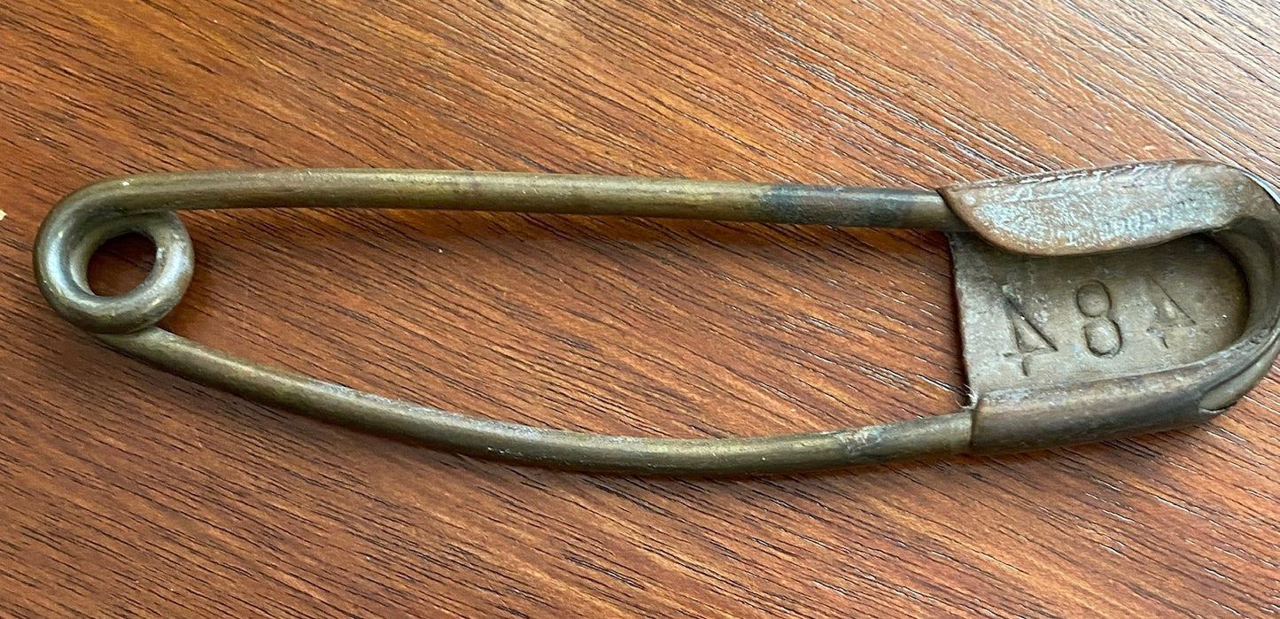 Vintage Risdon Key Tag Large Metal Safety Pin Military Laundry Numbered