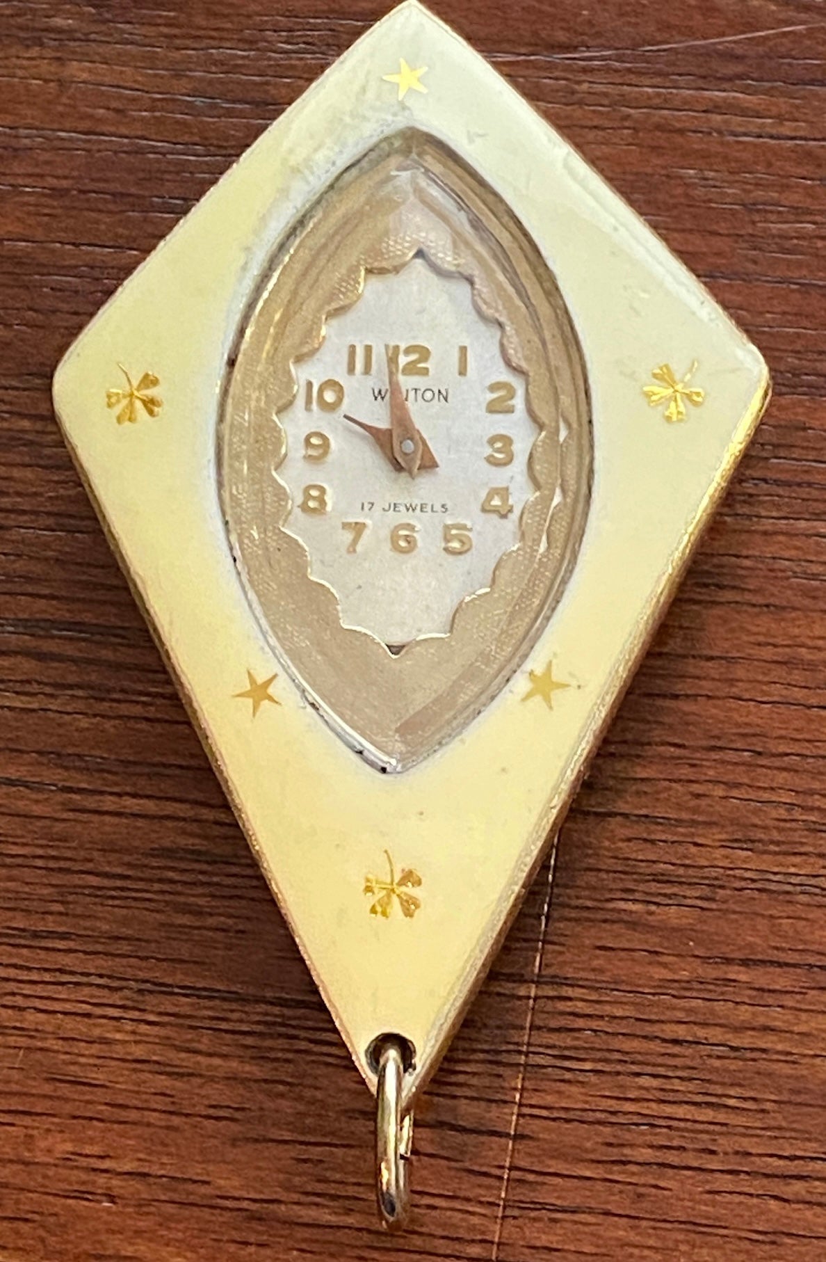 Vintage Winton 17j Manual Wind Watch Ladies Necklace Pendant Enamel Clover