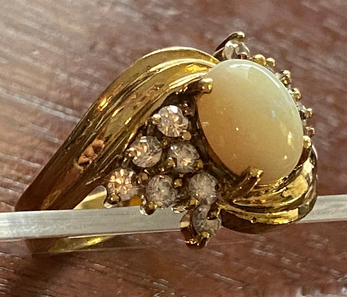 Gold Vermeil over Sterling Silver 925 Faux Opal CZ Ring Sz 8
