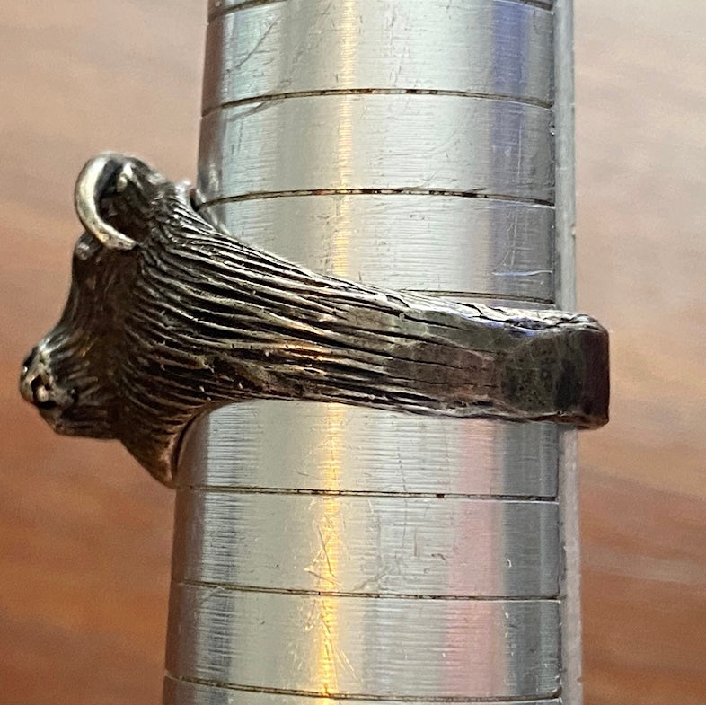 Silver Bulls Boar Head Mens Ring Sz 10.50