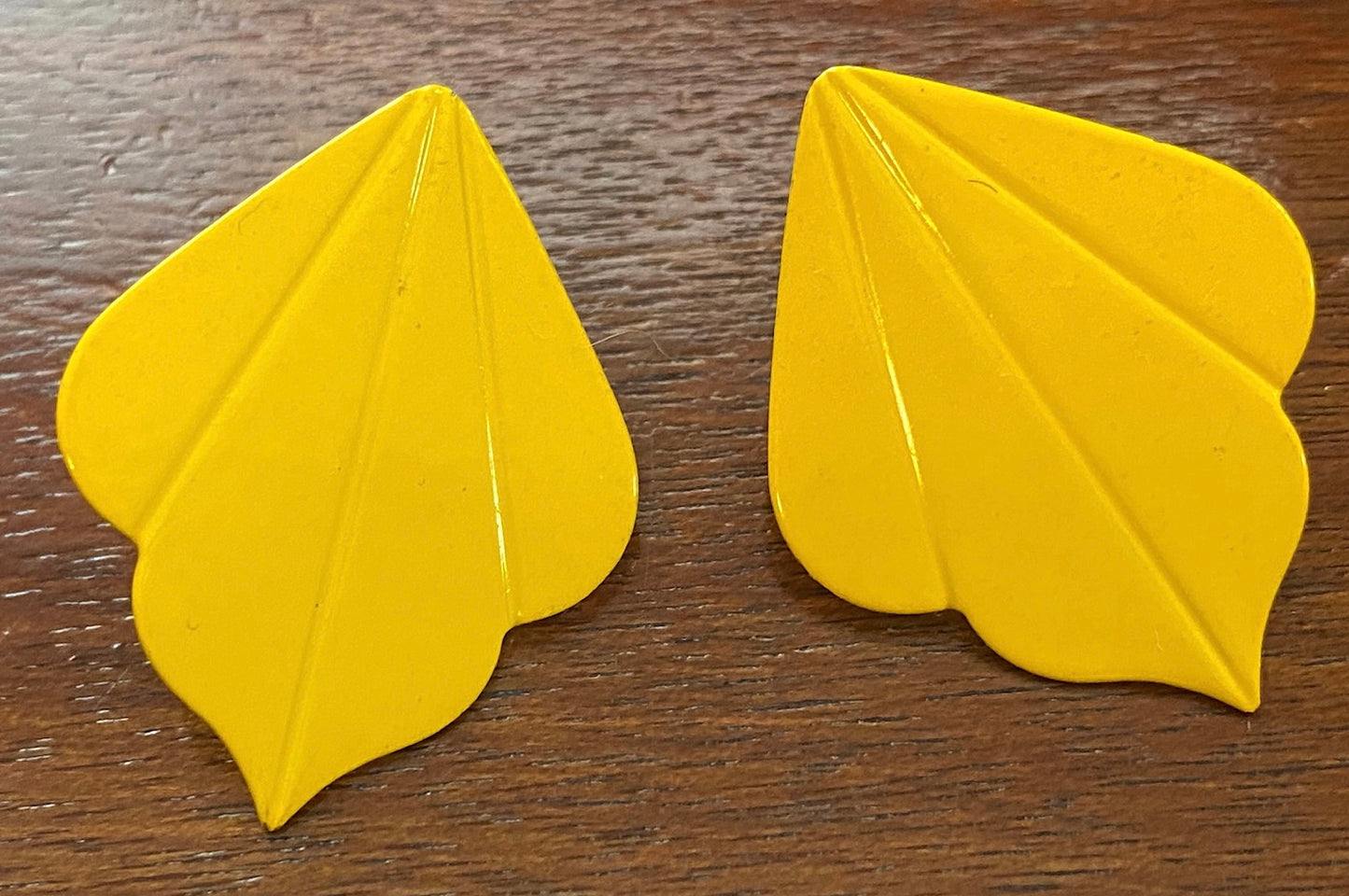 Vintage Yellow Enamel Metal Retro Pierced Earrings