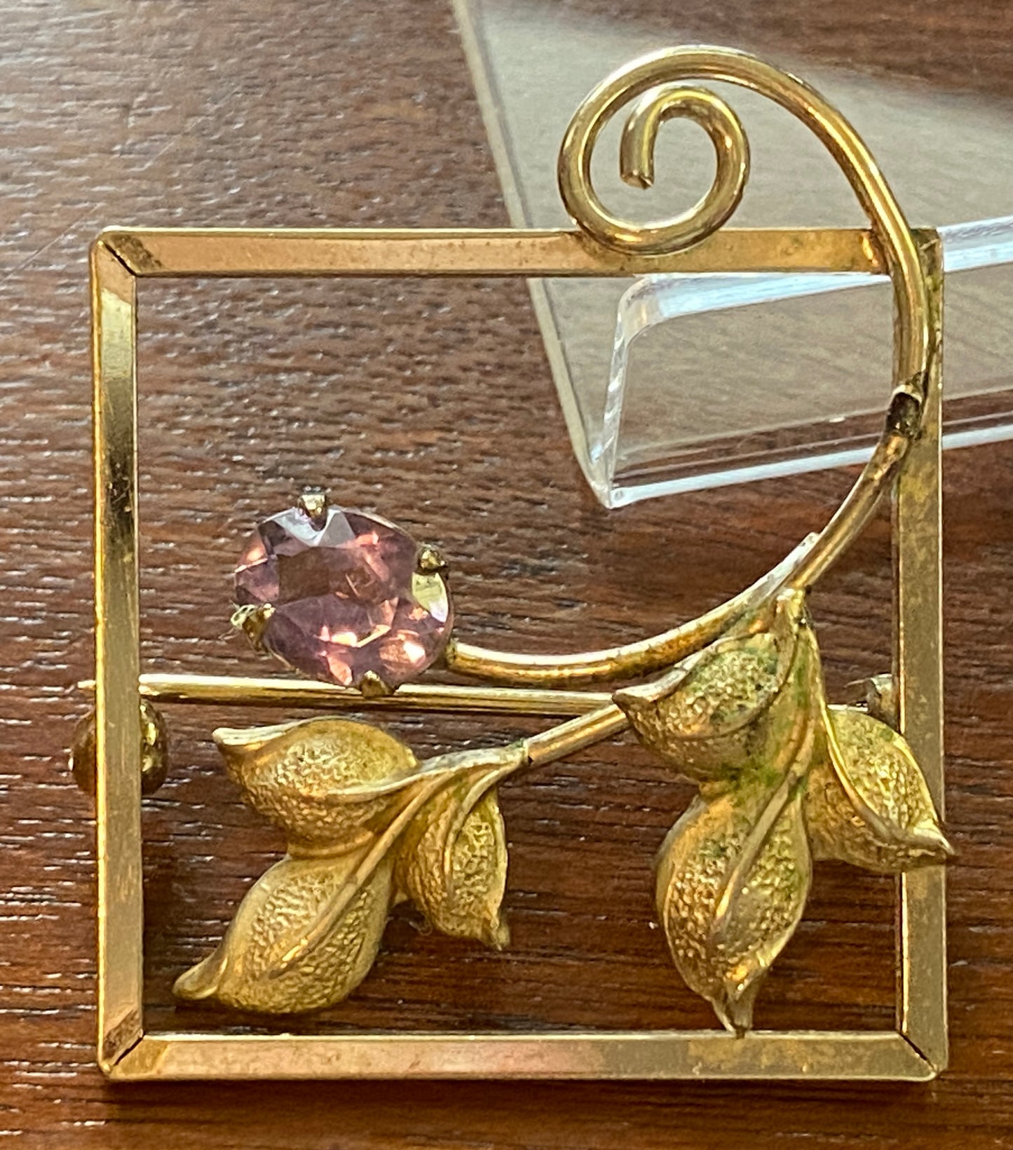 Charles Reid CR Co 12k GF Brooch Pin Flower Frame