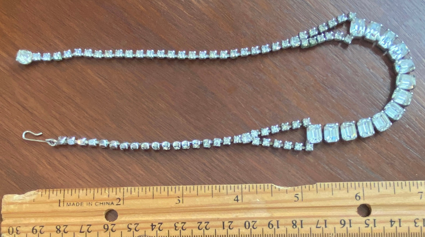 Vintage Silvertone Rhinestone Choker Necklace