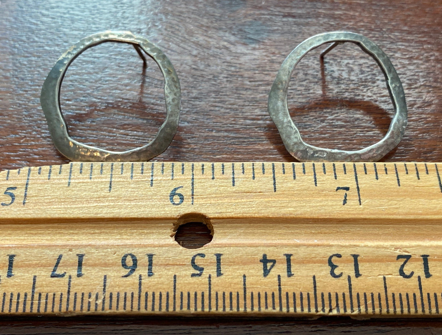 Signed Silver Modernist Open Round Pierced Earrings