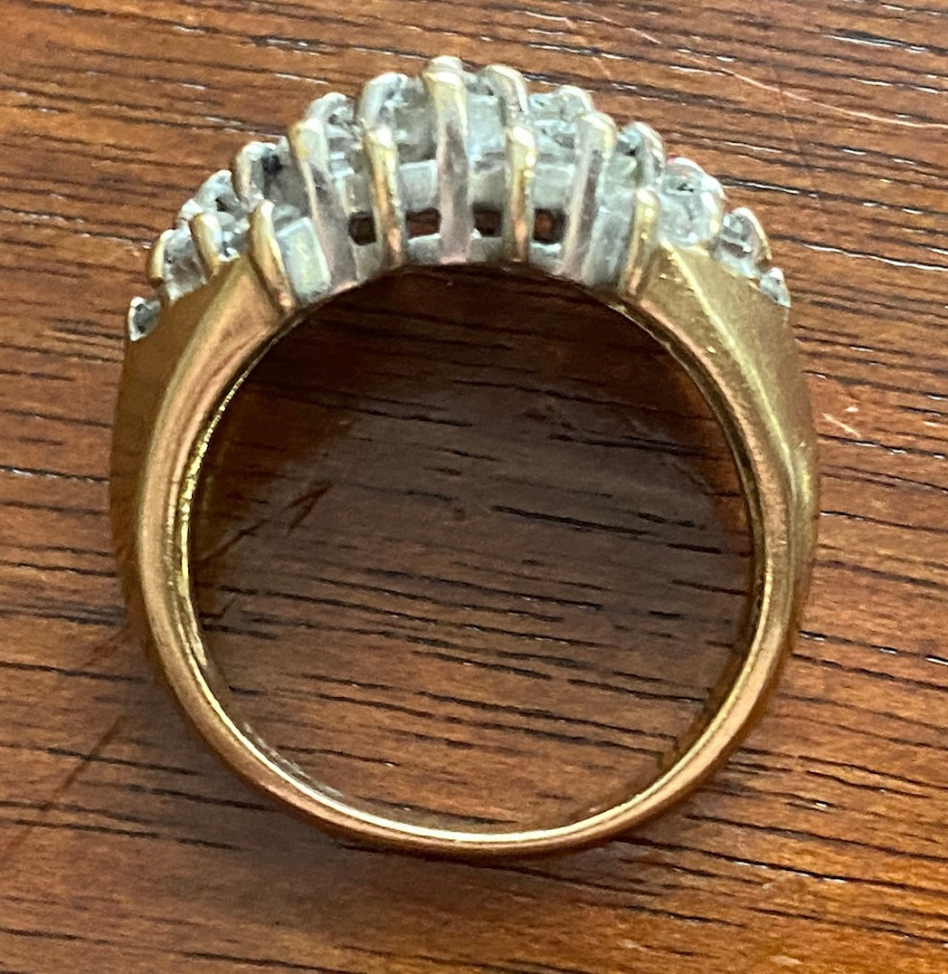 10k Yellow Gold Round 1ctw Diamond Cluster Ring Sz 6.75