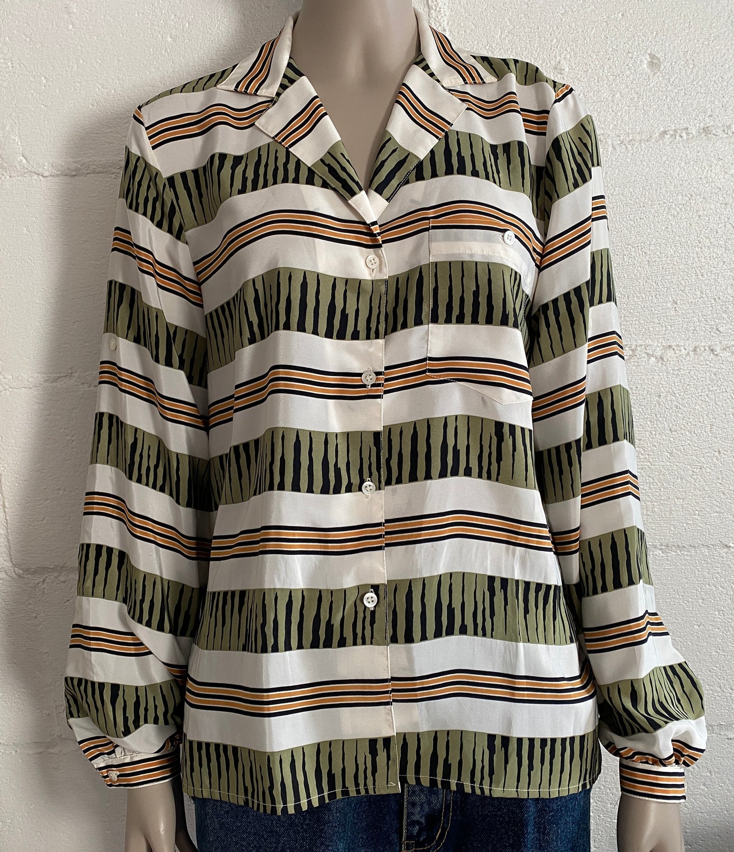 Vintage 90's Liz Claiborne Graphic Print Button Blouse Poly