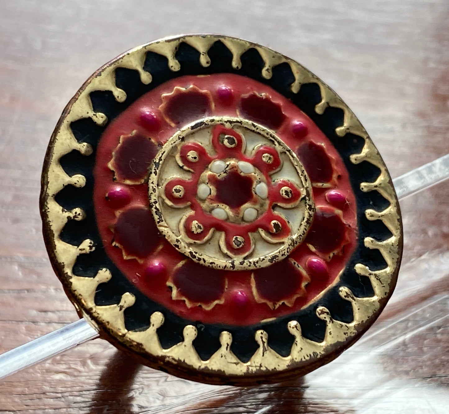 Lucky Brand Enamel Medallion Southwest Style Ring Sz 6.5
