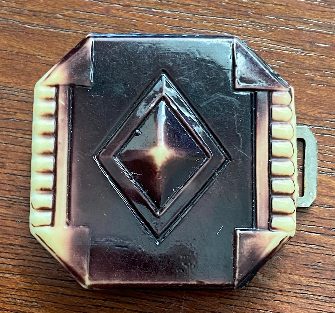 Vintage Antique Plastic Celluloid Art Deco Belt Buckle