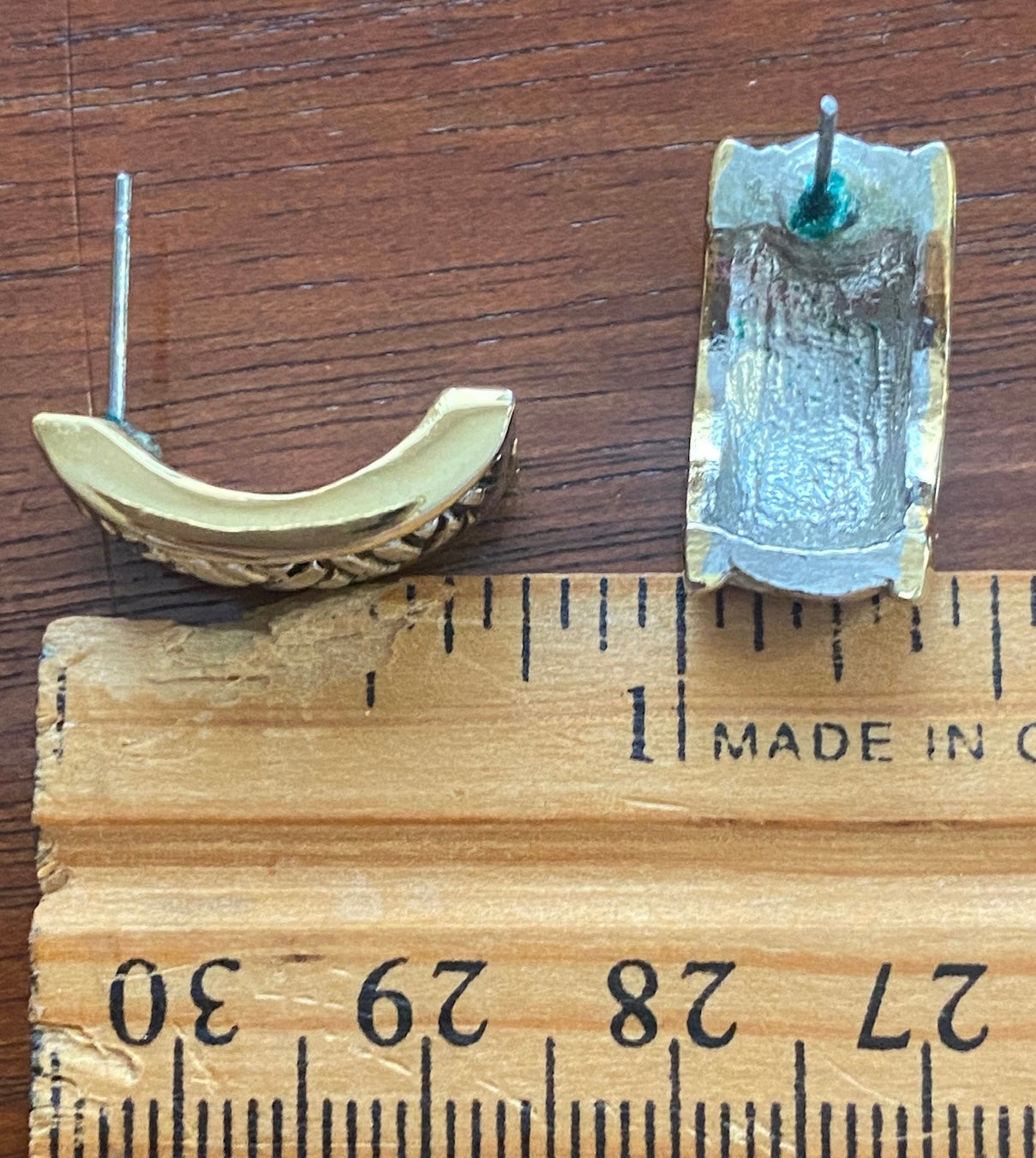 Vintage Gold Silver Tone Hoop Pierced Earrings