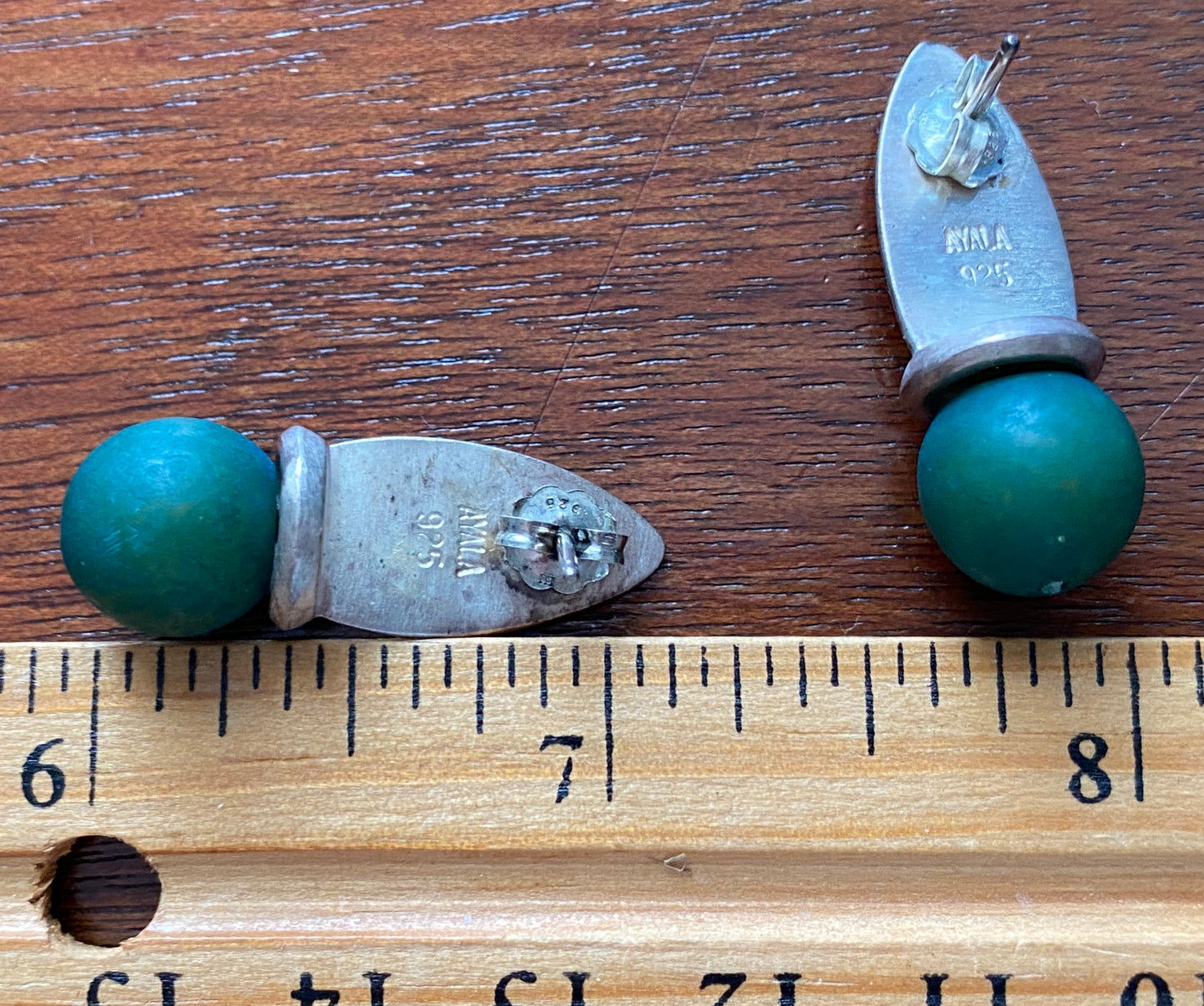 Vintage AYALA Signed Brutalist Modern Sterling Silver 925 Wood Bear Earrings