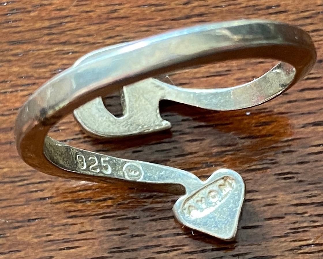 Avon Sterling Silver 925 D Initial Heart Bypass CZ Ring Sz 6.75