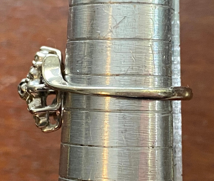 Vintage Signed Trubrite 10k White Gold Diamond Ring Sz 7