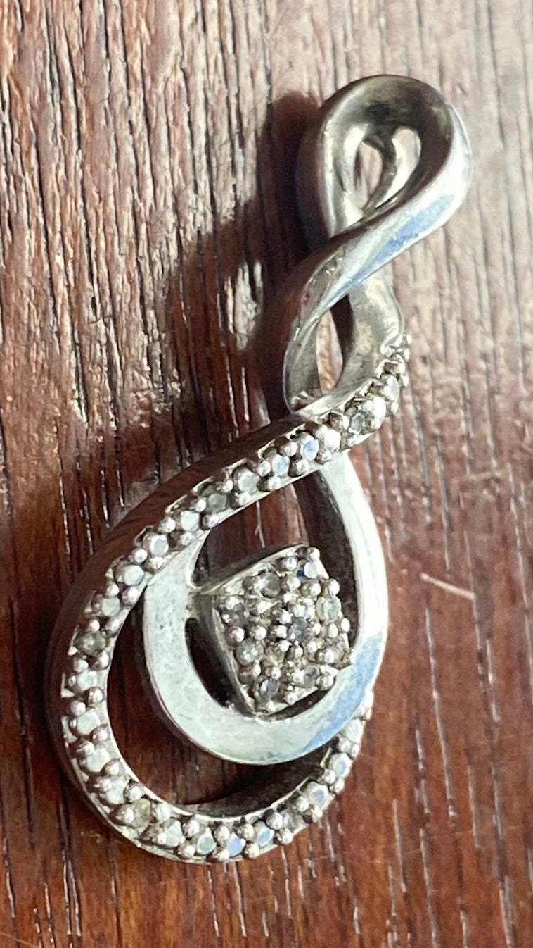 Sterling Silver 925 1/10ctw Diamond Necklace Pendant Signed Sun