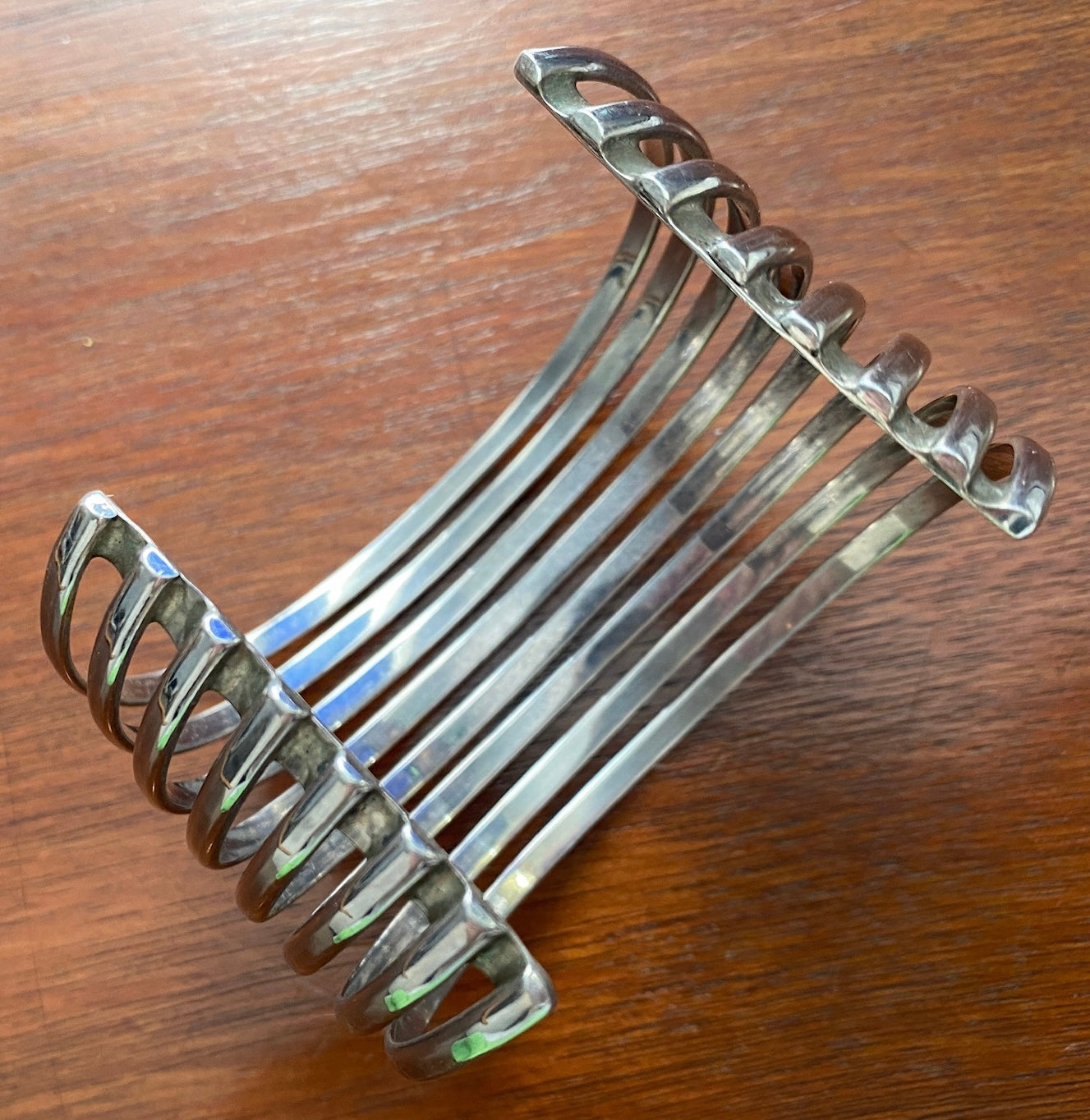 Vintage Sterling Silver 950 Taxco Ribbed Wide Cuff Bracelet T5-22
