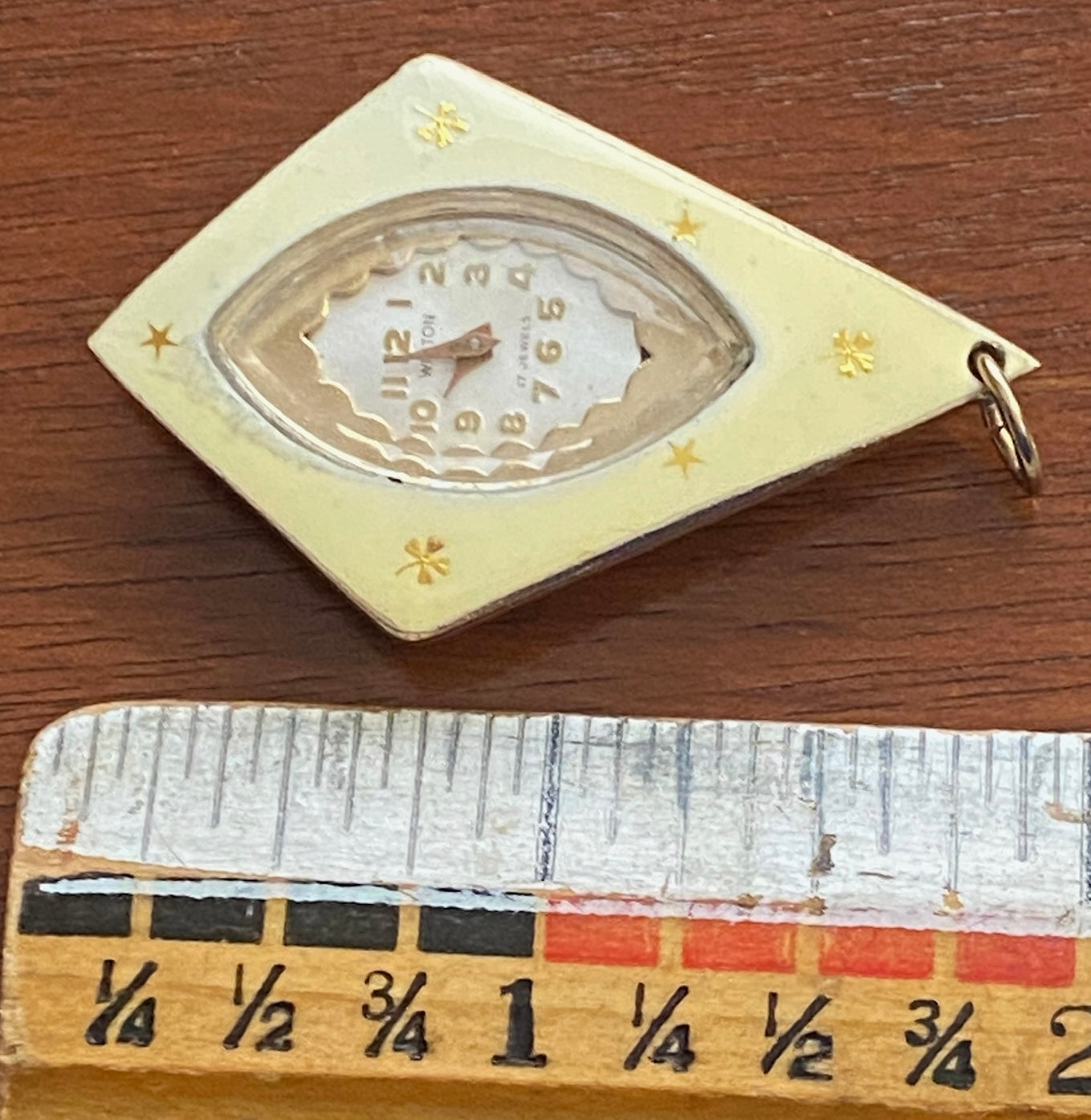 Vintage Winton 17j Manual Wind Watch Ladies Necklace Pendant Enamel Clover