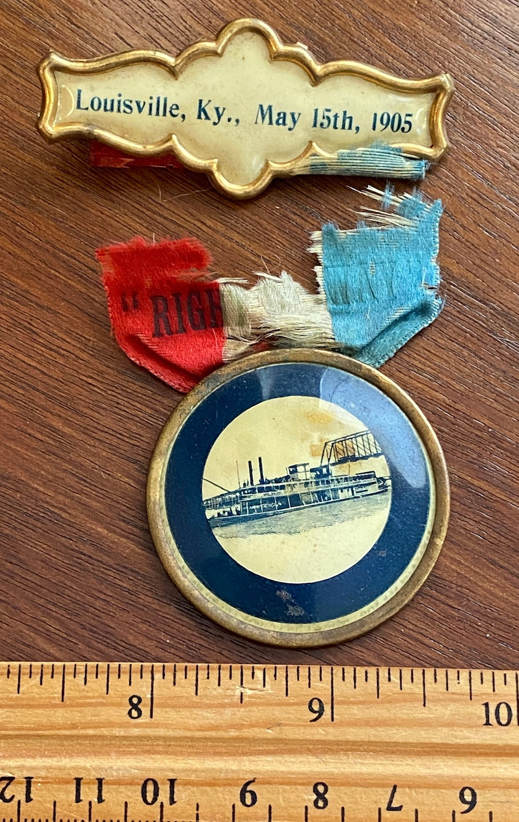 Antique Louisville Ky May 15th 1905 Ribbon Celluloid Brooch Protest Historical
