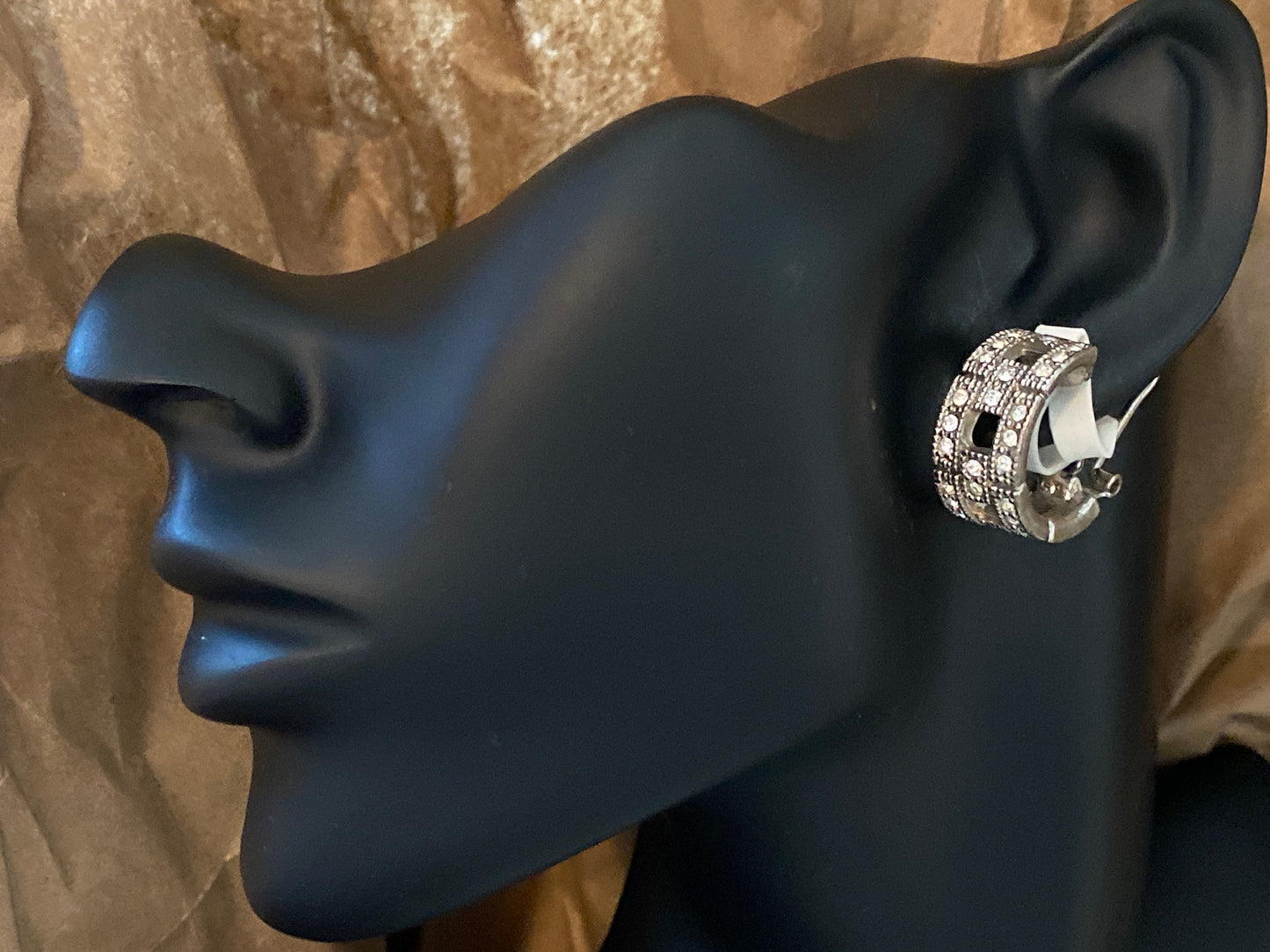 Vintage Kenneth Jay Lane KJL Silver Tone Rhinestone Clip On Earrings