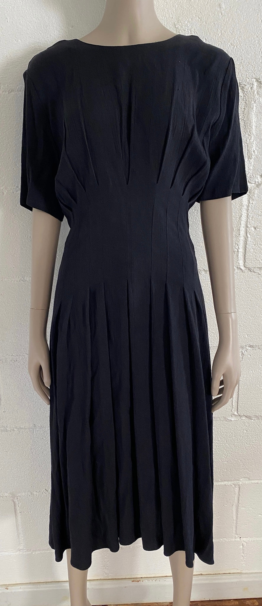 Vintage Casual Corner Crepe Black Fitted Long Dress Sz 14 L XL