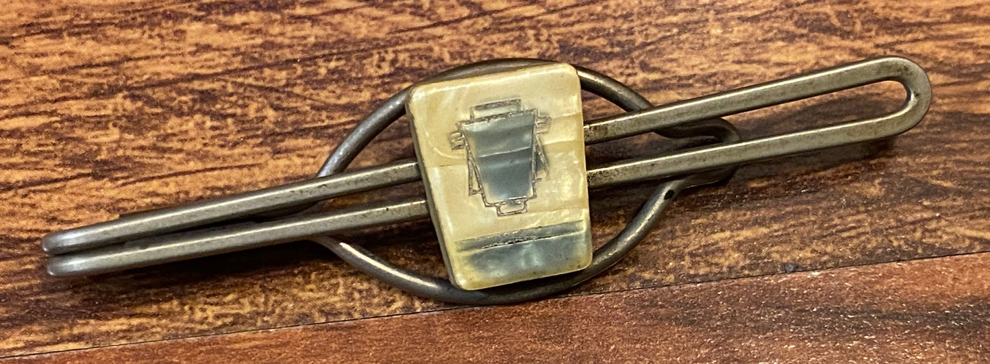 Vintage Silvertone Celluloid Tie Clip Bar