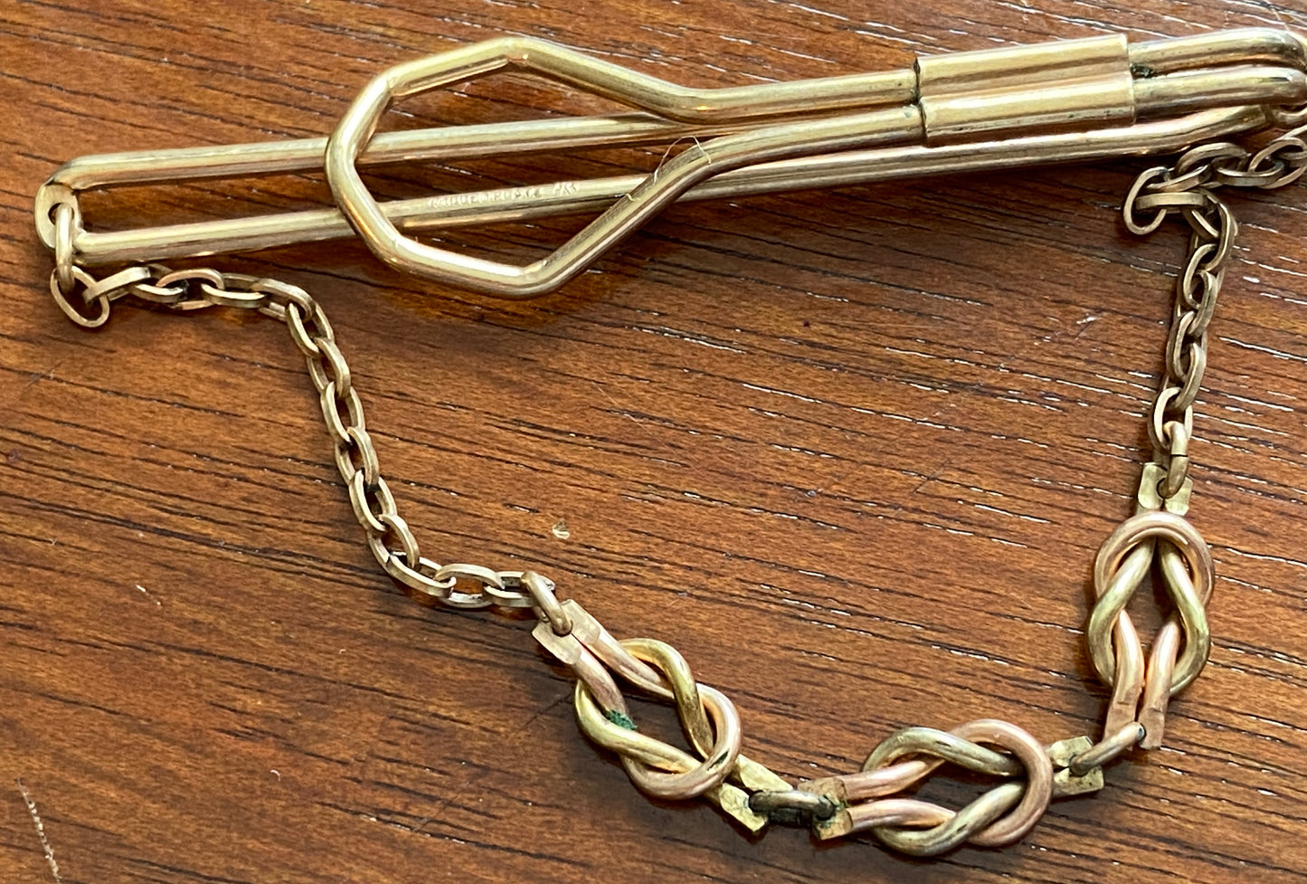 Vintage Yellow Rose Rolled Gold Plate Know Tie Clip Bar