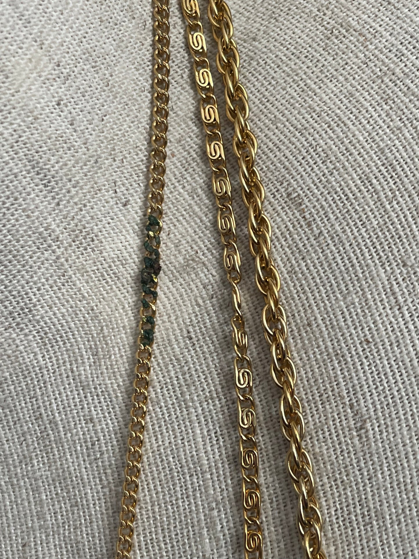 Vintage Multi Strand Goldtone Chain Necklace Floral Pendant