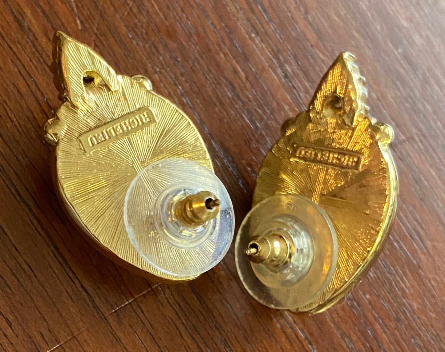 Vintage Signed Richelieu Teardrop Faux Pearl Rhinestone Pierced Earrings