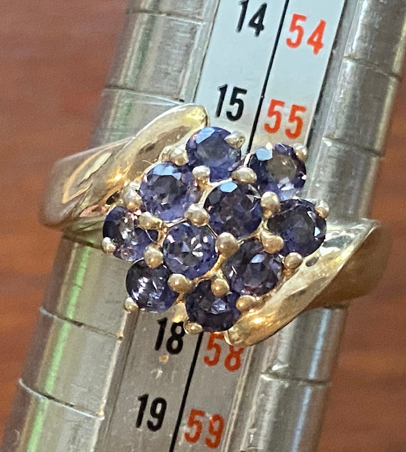 Sterling Silver 925 Amethyst Cluster Ring Sz 7.75 Signed CNA