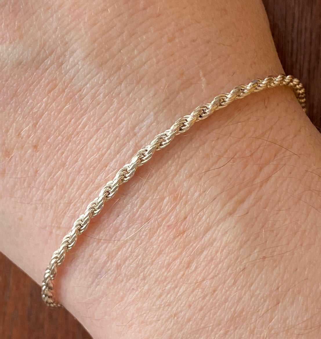 Sterling Silver 925 Twist Chain Bracelet 7.5" Long