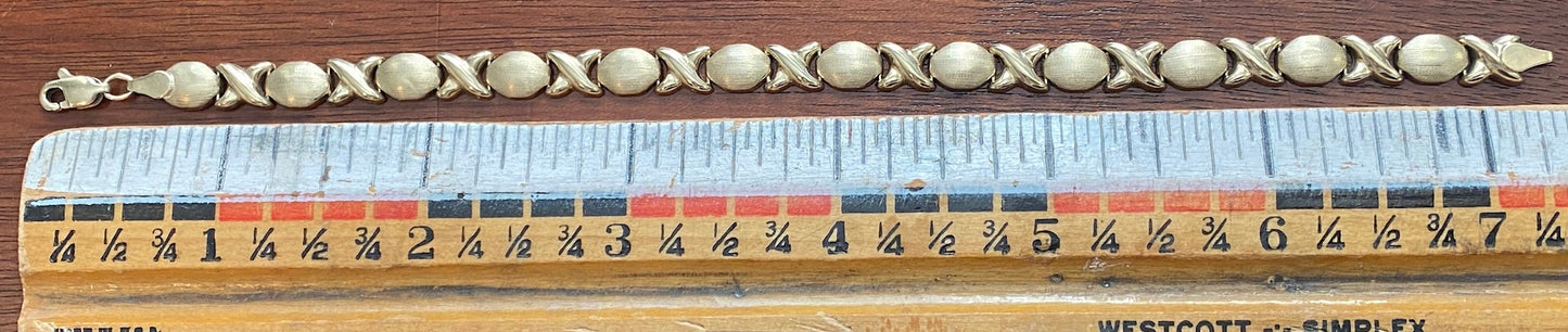 10k Yellow Gold Two Tone XO Tennis Bracelet Signed OR