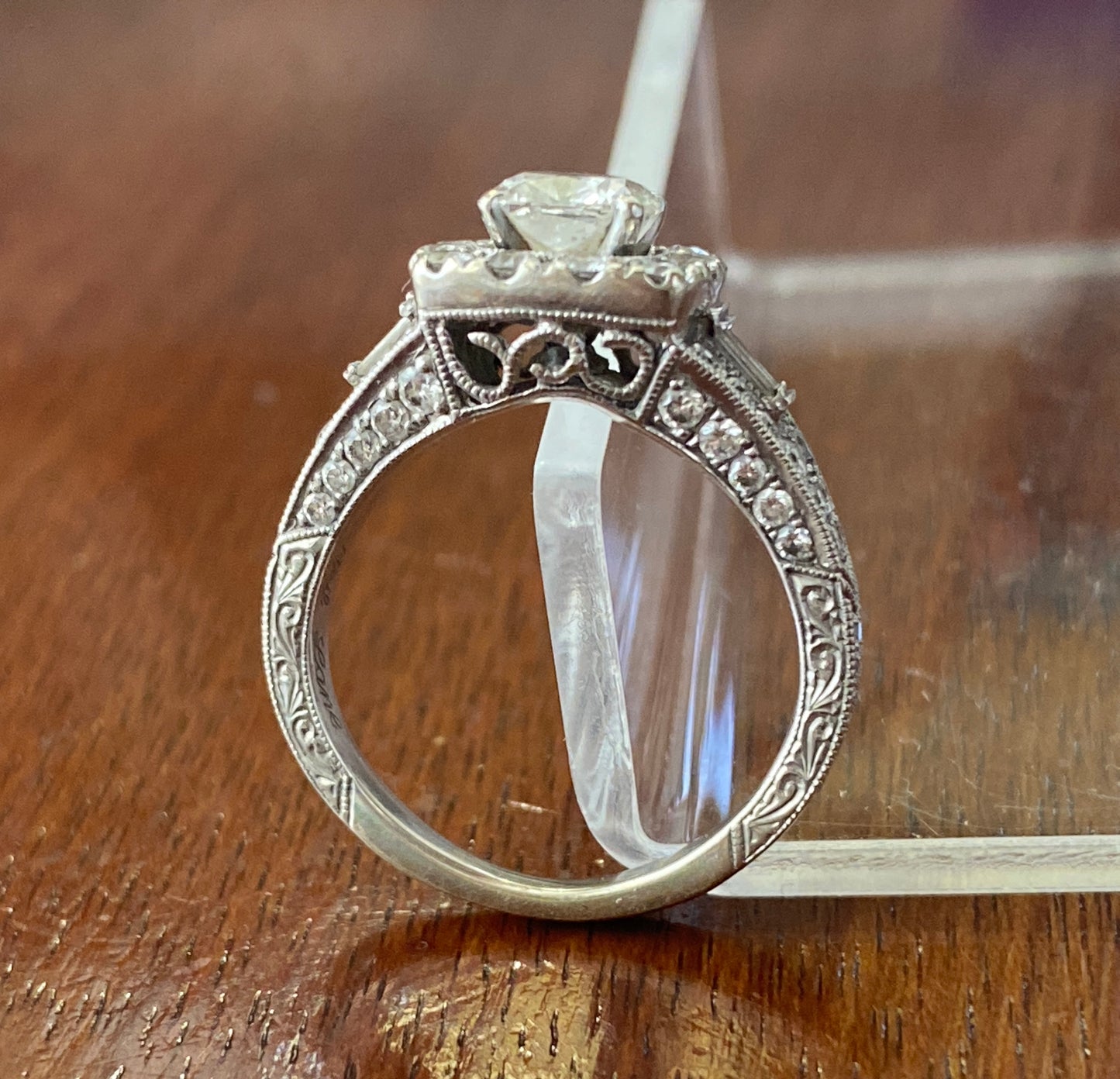 Neil Lane 14k White Gold 1.50ctw Cushion Cut Baguette Engagement Ring Sz 4.25