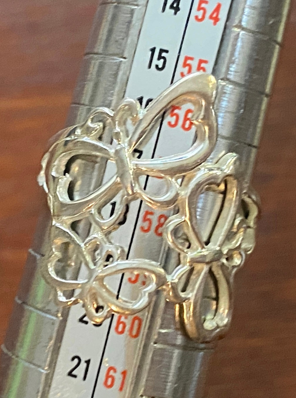 Sterling Silver 925 Butterfly Open Work Ring Sz 8
