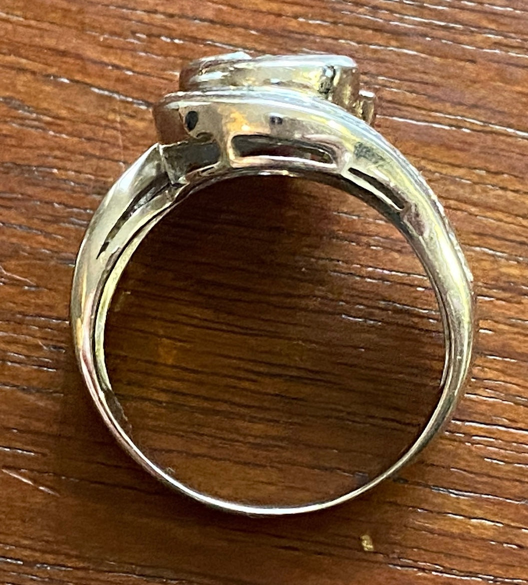 14k White Gold Diamond Halo Engagement Ring Sz 8