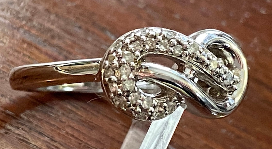 Sterling Silver 925 Diamond Infinity Knot Ring Sz 6.75