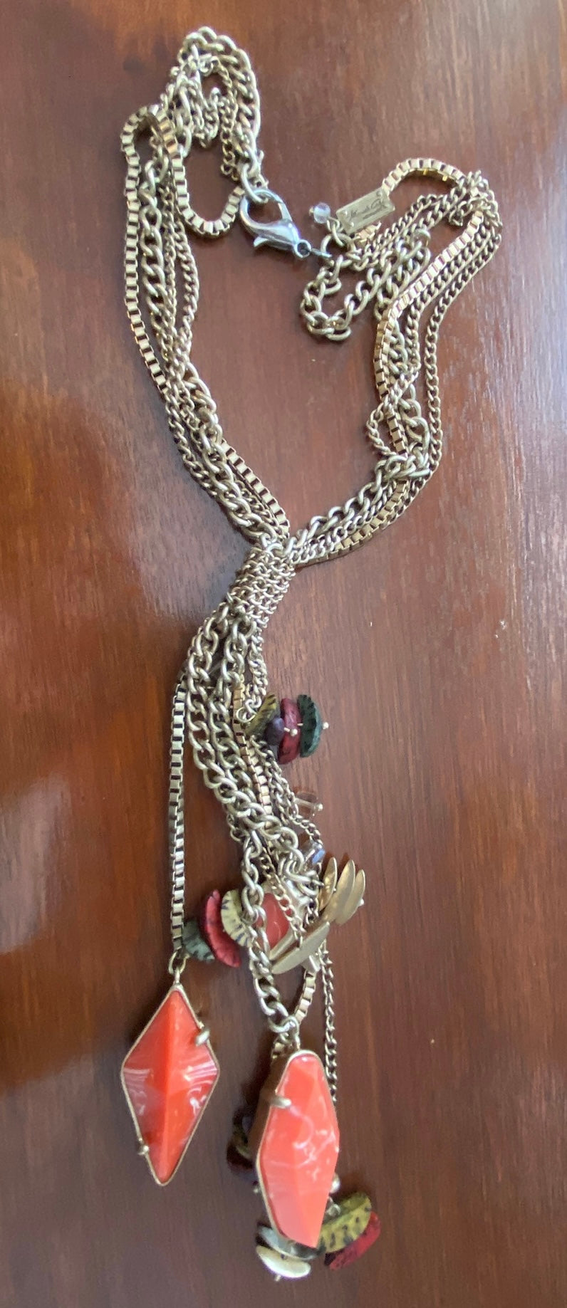 Kenneth Cole New York Lariat Y Shaped Tassel Necklace Marbled Faux Stone