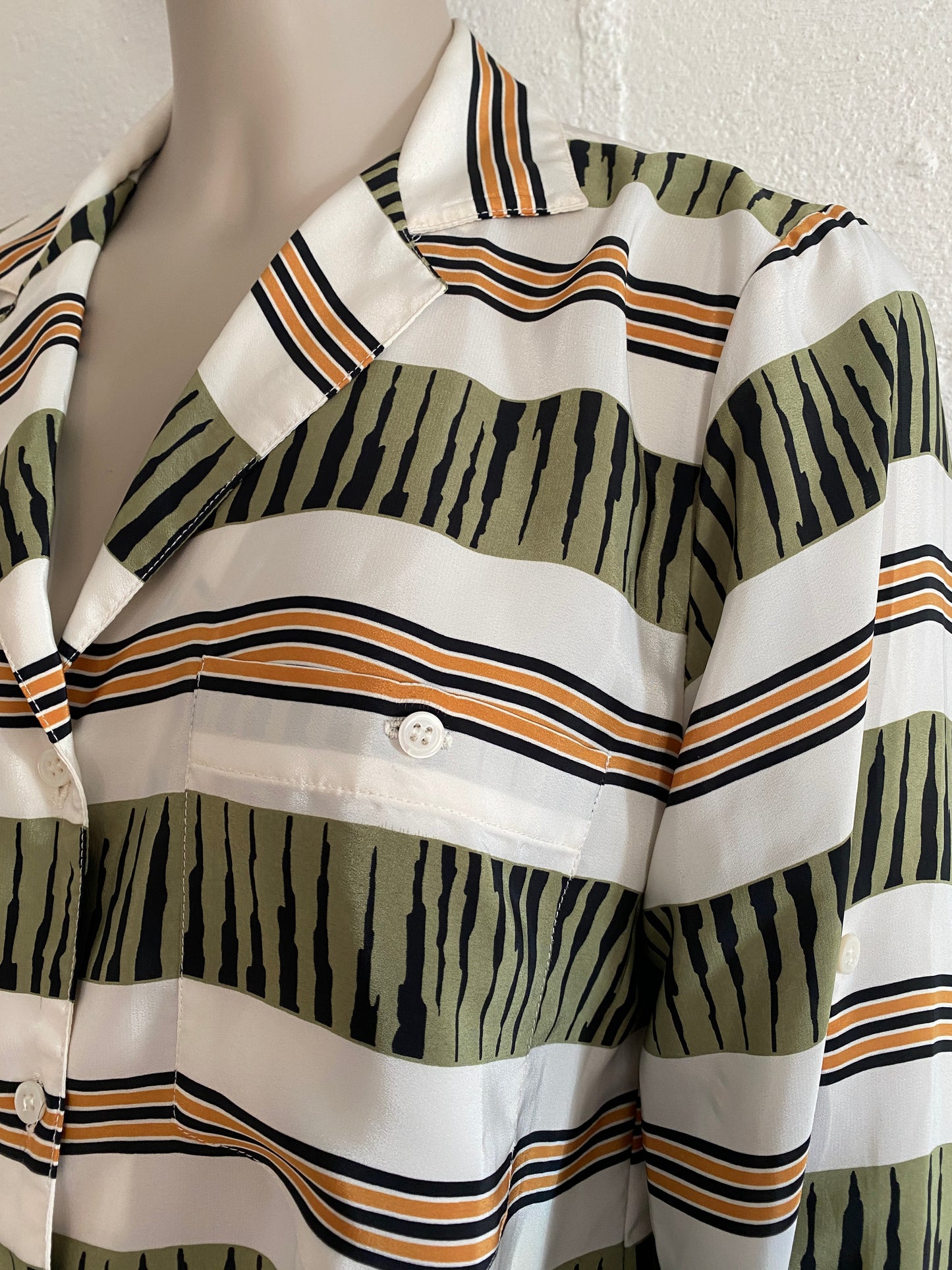 Vintage 90's Liz Claiborne Graphic Print Button Blouse Poly