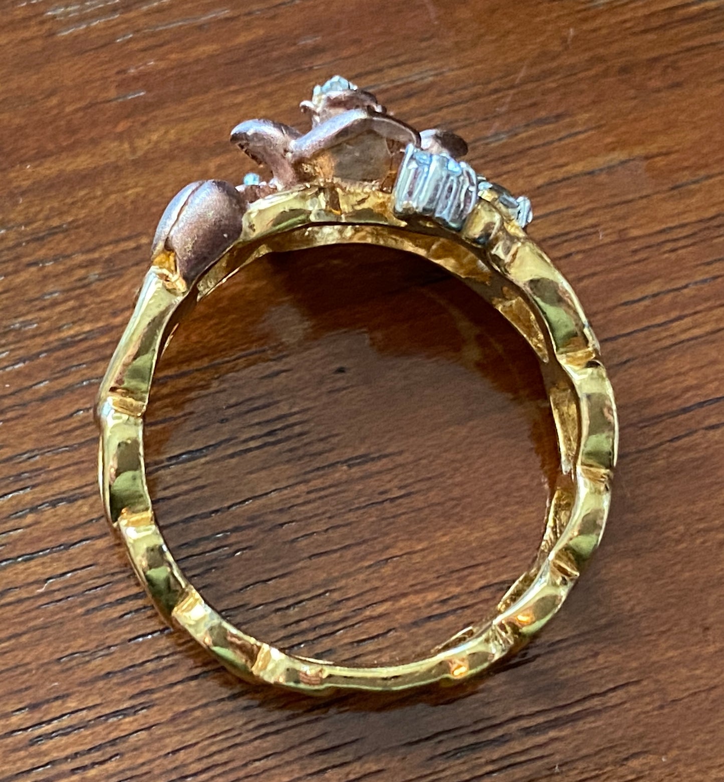 Gold Plate Sterling Silver 925 Heart Cut out Rose Ring Sz 7
