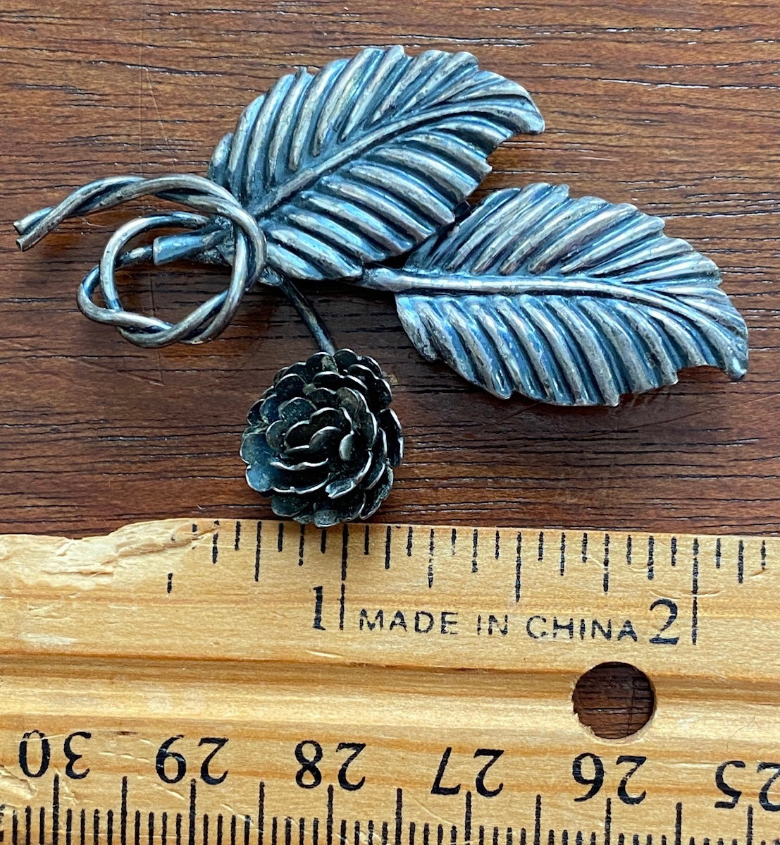 Vintage Sterling Silver 925 Flower Leaf Branch Brooch Pin