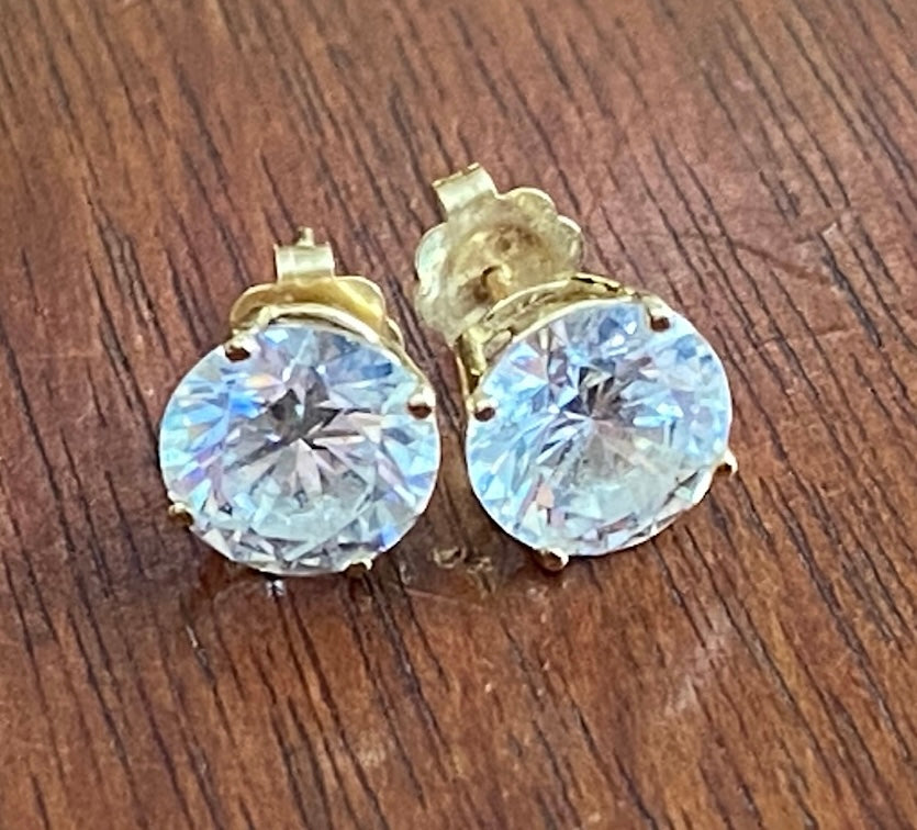 14k Yellow Gold Basket Setting 2.5ctw CZ Stud Earrings