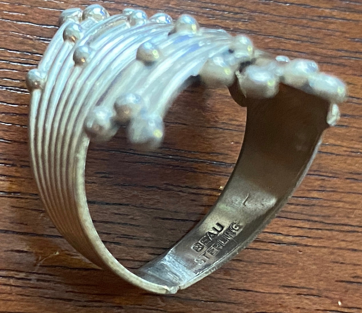 Sterling Silver 925 Modernist Wrap Ring Sz 5.5 - 5.75 Signed Beau