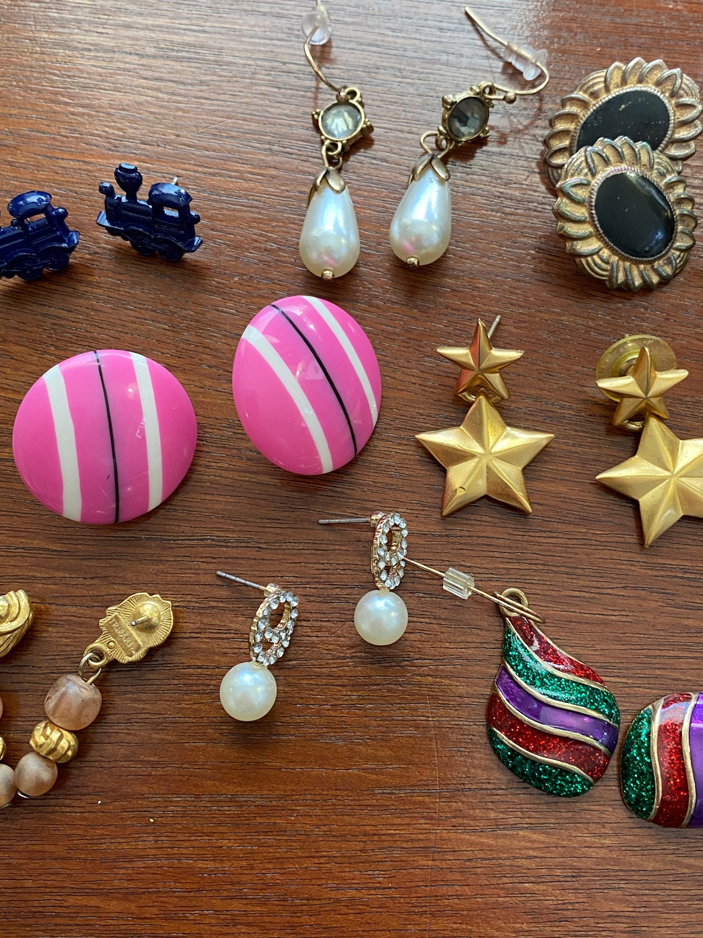 Vintage to Now Pierced Earrings Lot Enamel Silver Gold Tone Stars Rhinestones