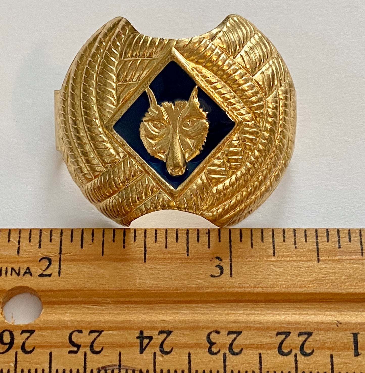 Vintage Brass Boy Scout Scarf Tie Clip Slide Bolo Holder Enamel